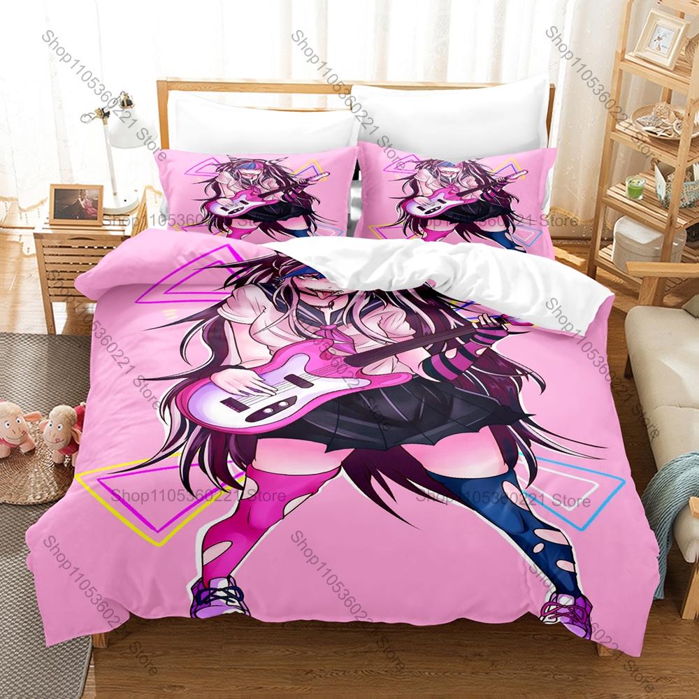 Danganronpa 2 Ibuki Mioda Bedding Set, Duvet Cover & 2 Pillowcases, Punk Rock Character Pattern Breathable All Season