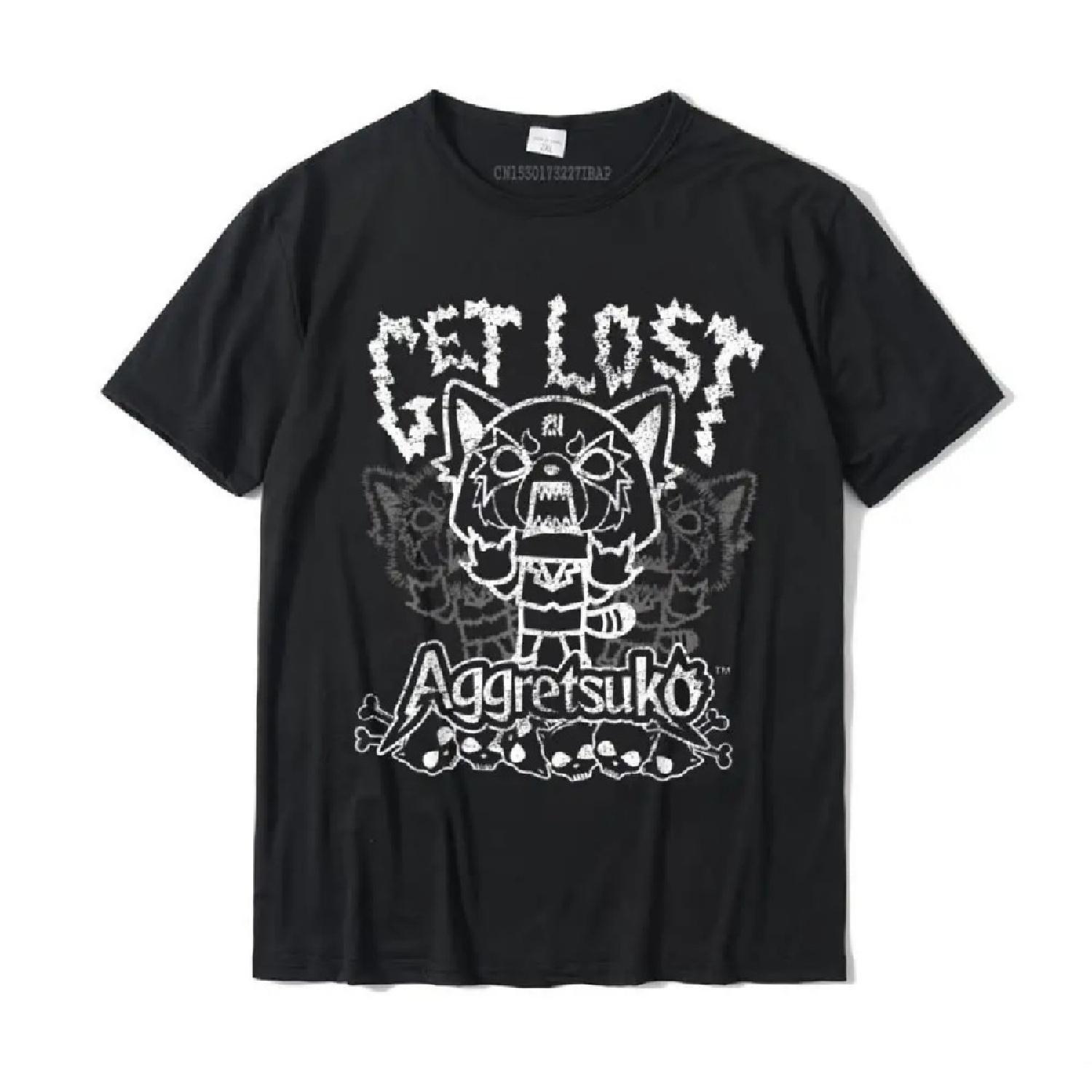 

Aggretsuko Get Lost Rage Tee Shirt Top T-Shirts Tops T Shirt Prevalent Cotton Europe Normal Mens Plus Size XXXXXL