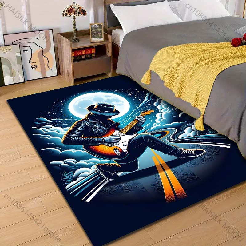 

Multiple sizes Guitarist under full moon Carpet for Living Room Bedroom Sofa Home Decor Rus Non-slip Floor Mat Luxury Gift 40cm x 60cm