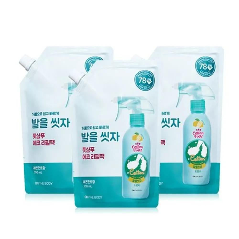 

ON THE BODY Cotton Foot Let s Wash Your Feet Foot Shampoo Refill Lemon 500ml x 3 3 Grapefruit Refills 500ml