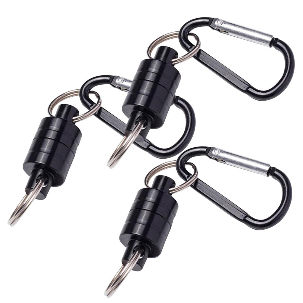 Set of 3 Fishing Tackle Magnet Releasers with Carabiner and Hooks, Super Strong Magnets