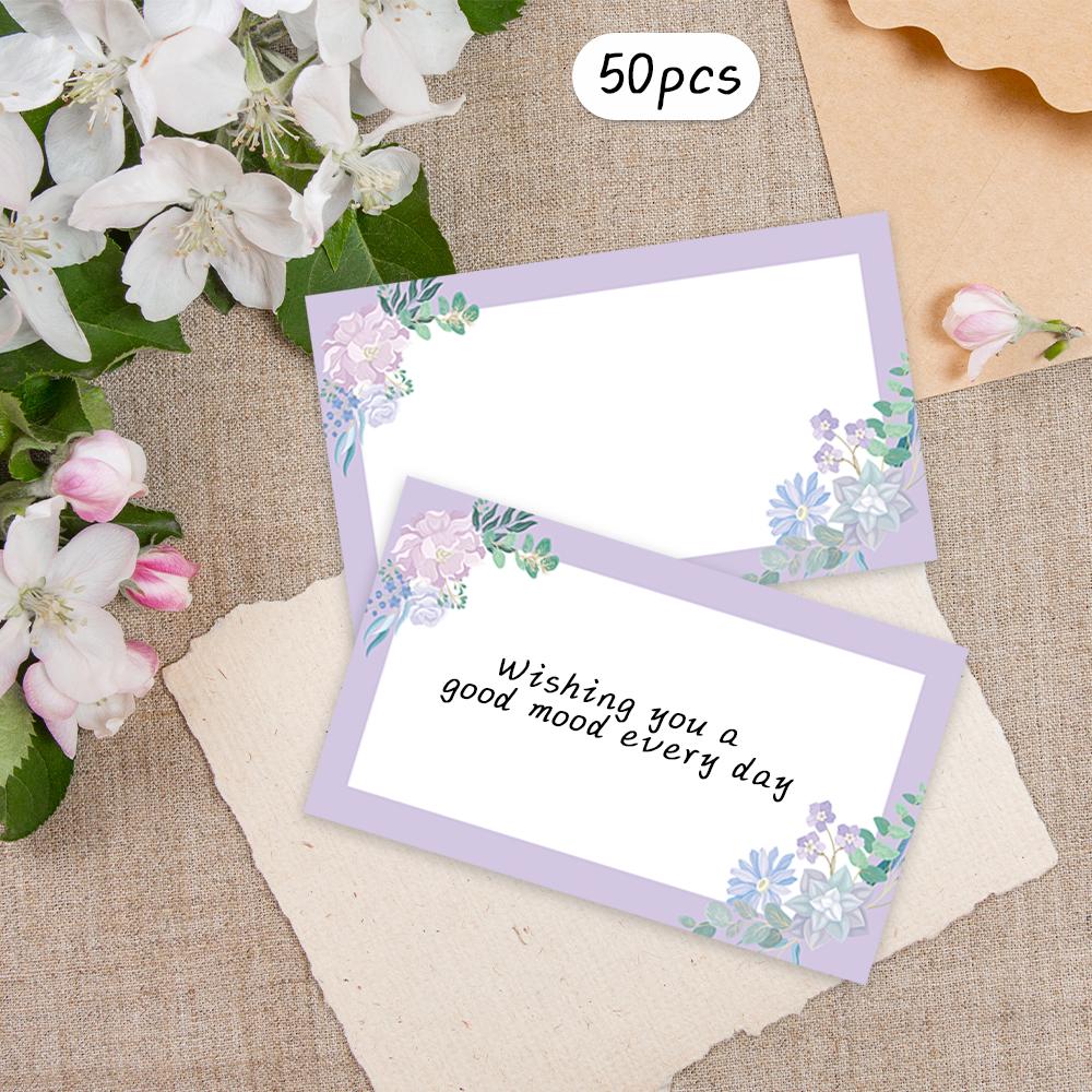 50pcs, Purple Flower Blank Message Cards, Pocket Cards, Business Cards, Blank Greeting Cards, Small Business Supplies, Gift Tags