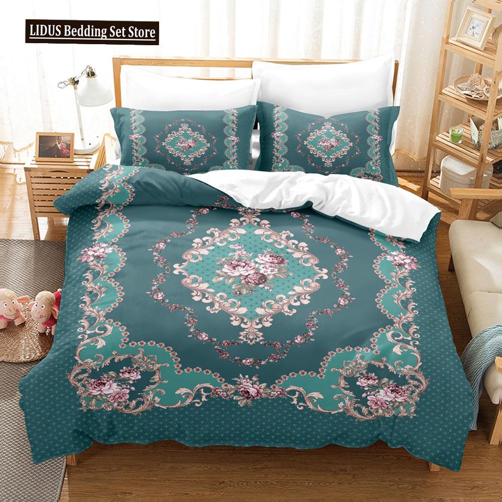 Flower Duvet Cover Set Colourful Flower 3D Print King Queen Full Size Polyester Comforter Cover With Pillowcases For Girl Kid