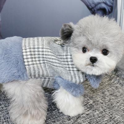 Pet Traction Yelek Köpek Ekose Sonbahar ve Kış Mont Teddy Yorkshire Küçük Köpek Kedi Mont Yavru Köpek Giysileri Köpek Yelek