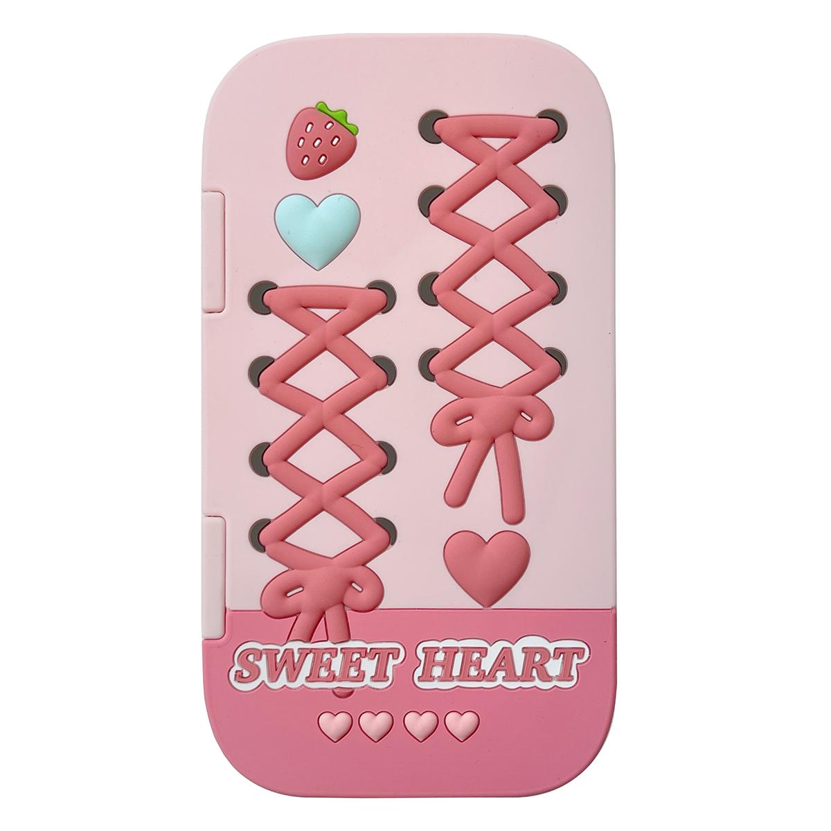 

For iPhone 16 Pro Max Silicone Case Cute Flip Mirror Kickstand Shockproof Phone Back Cover