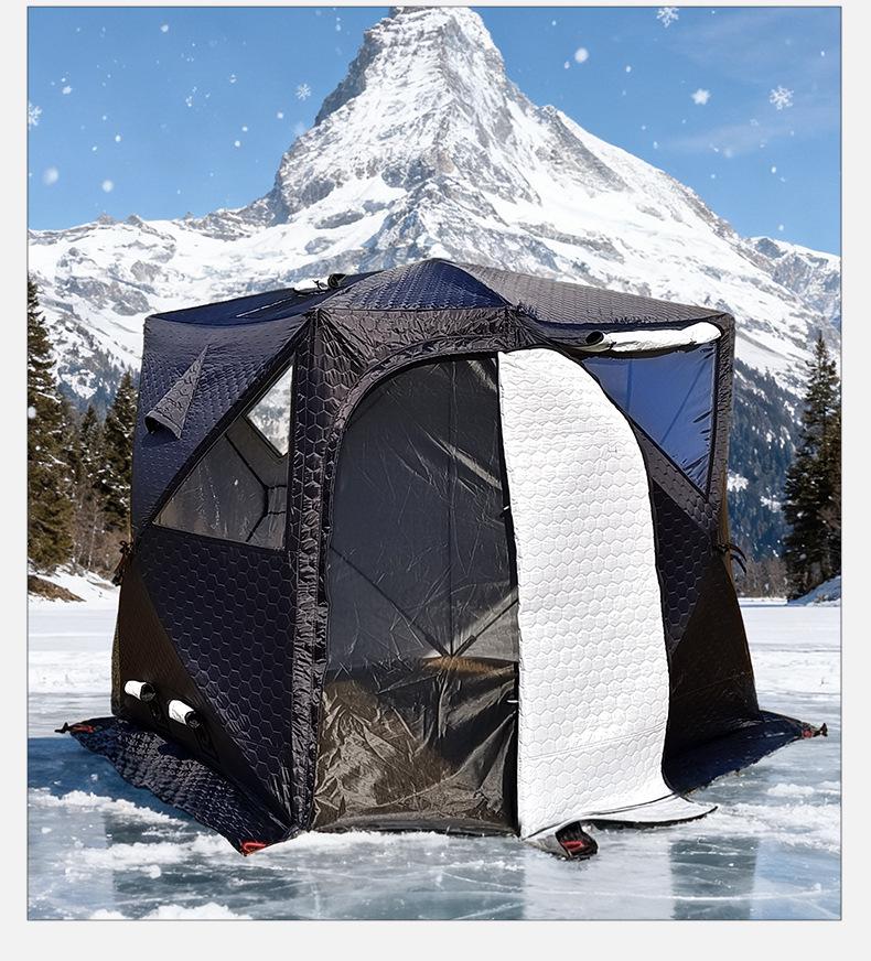 Large Pentagonal Ice Fishing Tent with TPU Window for Winter Camping - Thickened for Warmth and Cold Protection