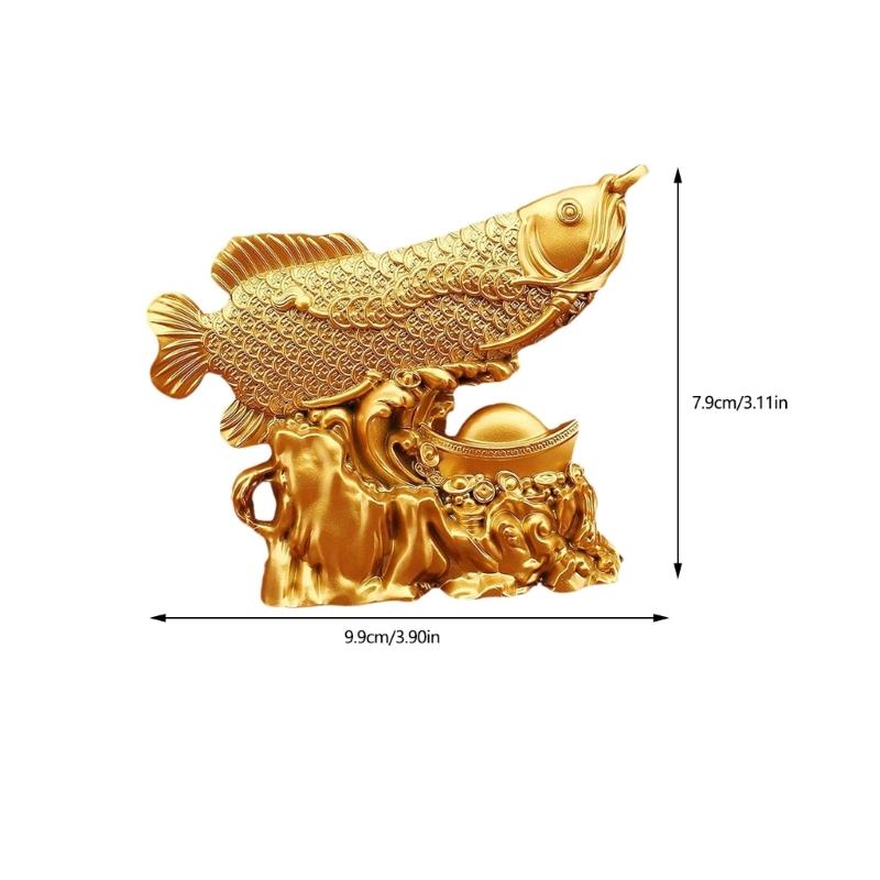 Elegant Arowana Fish Sculpture with Fengshui Symbolism Alloy Animal Figurine Ornament for Office Living Room Decoration