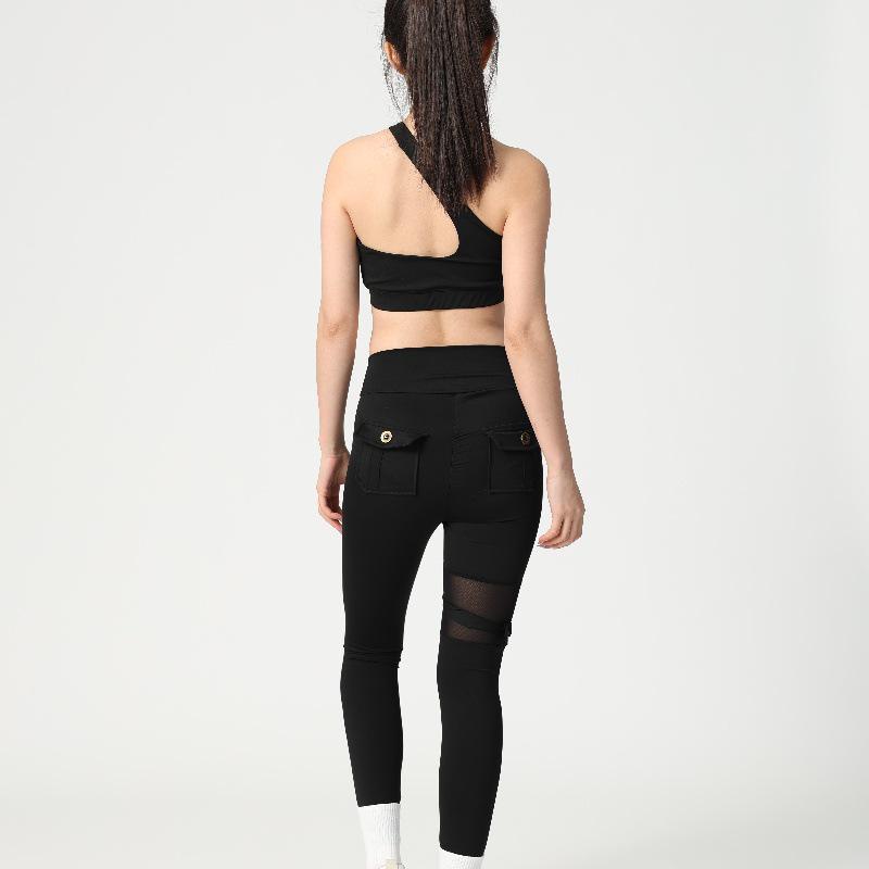 

Европейские и американские женские леггинсы для йоги с высокой талией - Подтягивающие бедра, эластичные, облегающие для летнего бега и спорта. S (85-100 lbs) чёрный