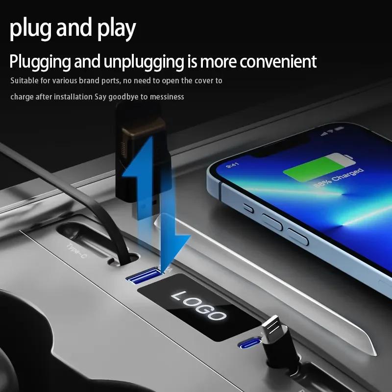 Expansion Cable Central Control Docking Station HUB Vehicle Mounted Fast Charging Docking Station For Tesla Model 3 Y