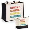 Gift Set - PLANETEE - Chantale Goddess Legend Vintage - Jute Tote Bag &; Pencil Case - 33x42 Cm - Made In France