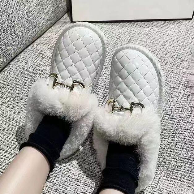 Winter Plus Velvet Low-tube Leather Waterproof Non-slip Snow Boots, One-step Fashion Outer Wear Women's Cotton Shoes