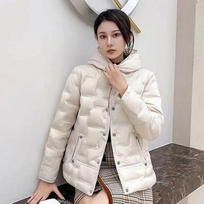 Autumn and Winter New Fashion Pressed Rubber Medium and Thin Down Jacket Women's Hooded Short Fashion Warm Winter Coat Tide
