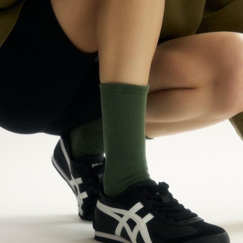 BOCION Vintage Green Solid Color Long Socks