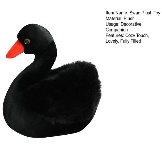 25cm Goose Plush Toy Lovely Simulation Black/White Swan Plushie Soft Companion Soothing Toy Stuffed Animal Doll Toy Wedding Party Decor Birthday Gift