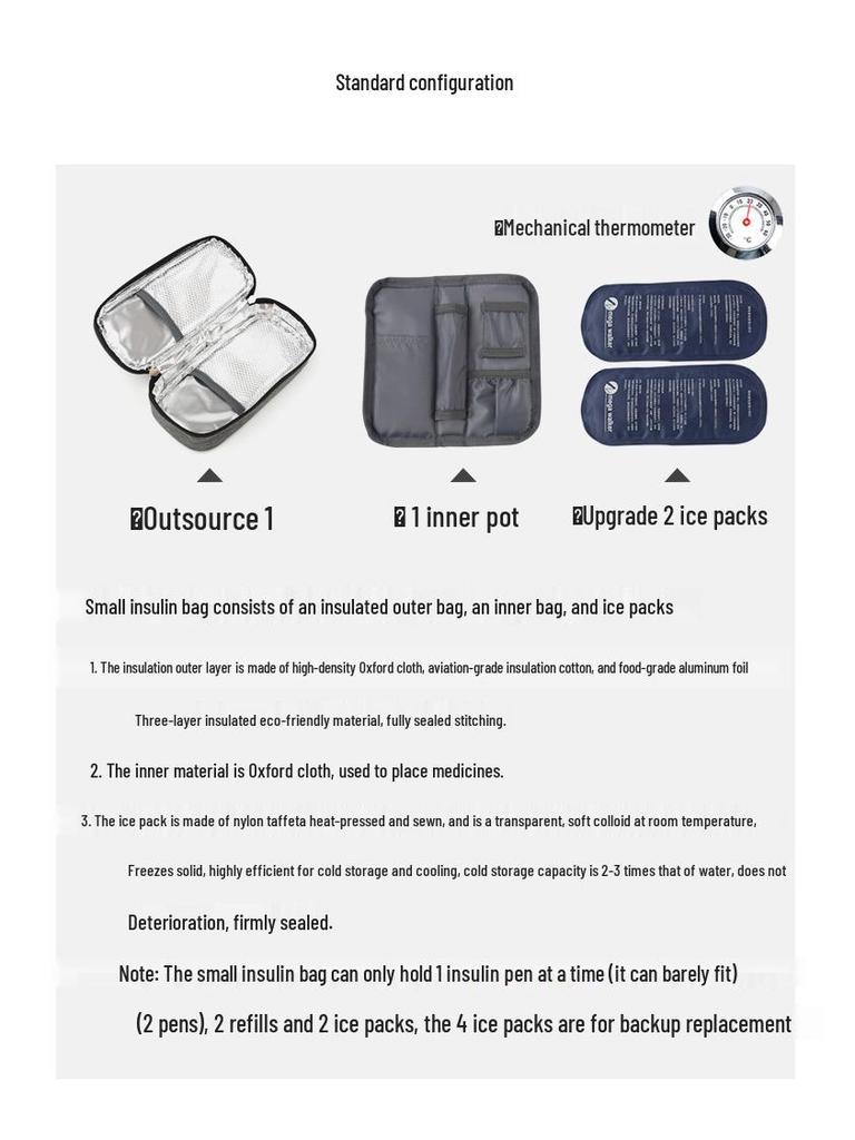 Large Portable Insulated Bag for Medication with Ice Pack
