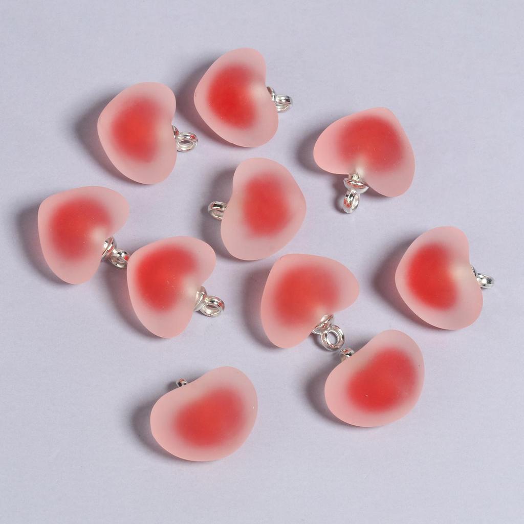 10 sztuk Matowe Akrylowe Serce Luźne Kamienne Koraliki Do Tworzenia Biżuterii Diy Ręcznie Wisiorek(rozmiar:19x18mm)