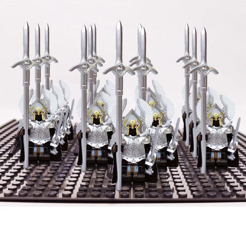 13Pcs Gondor Battle Spearman Body Gurad Infantry VS Roman Solider Eomer Rohan Warriorr Figures Blocks Set Toys for Kids