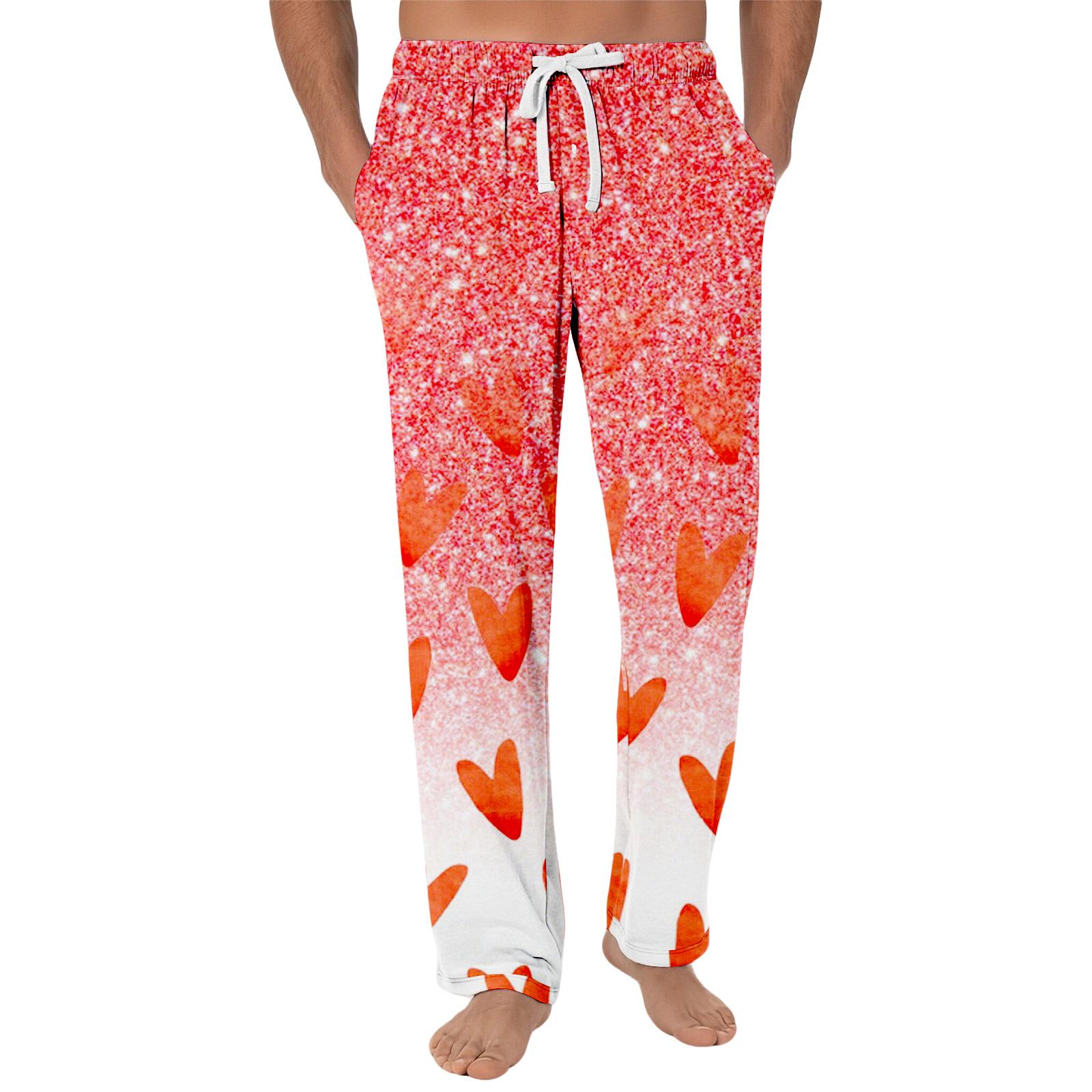 

Смугасті піжамні штани Одяг для сну Повсякденні штани на кулісці з еластичною талією Зручні прямі Штани для йоги Вільні XL червоний