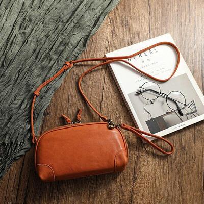 Semplice vera pelle da donna piccola borsa per il tempo libero naturale morbida pelle bovina tinta unita versatile spalla e tracolla