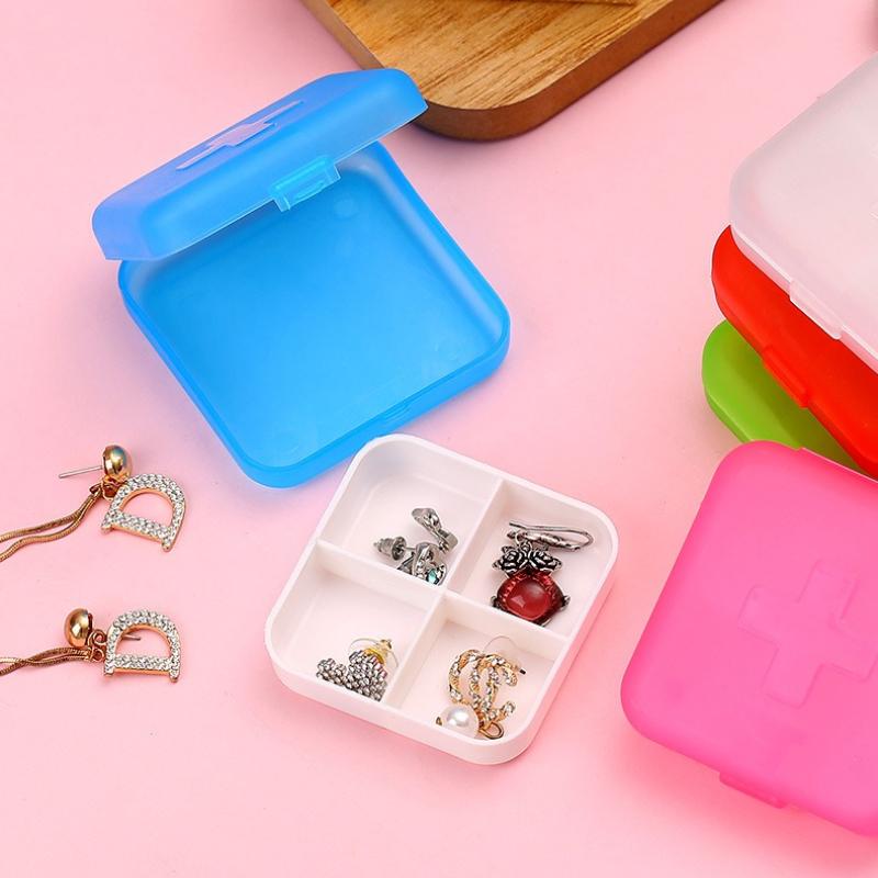 4Grids Cross Print Pillbox Mini Travel Portable Pill Cases 7-day Carry-on Pill Holder Drug Tablet Medicine Storage Organizer Box