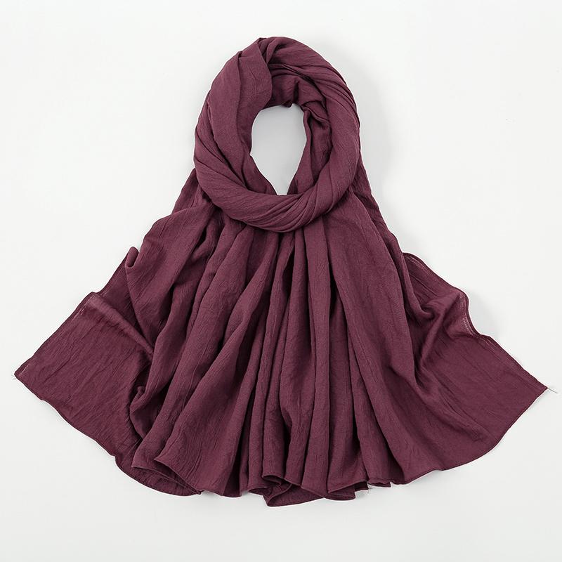 New Muslim Hijabs For Women Scarf Plain Long Shawls Femme Musulman Soft Crinkle Cotton Headscarf Wraps Islamic Turban Headband