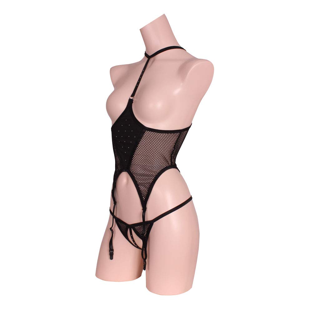 Diacut open bustier open shorts black &
