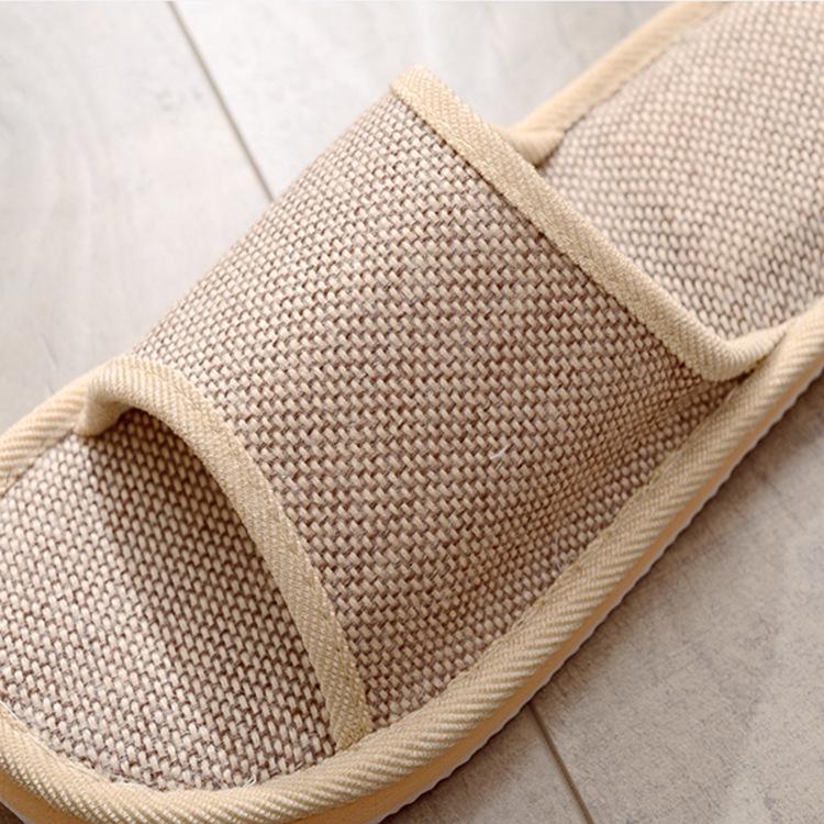 Linen Foam Sole Indoor Slippers - Breathable, Silent, Solid Color for Home & Hotel Use