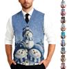 Ärmellose Strickweste für Herren Hemd mit Knöpfen Weihnachtsdruck Lässiger Feiertagspullover Weste Layering-Oberteil für die Wintersaison