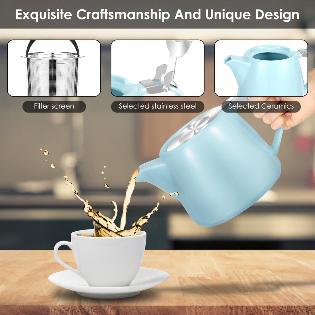 Κεραμική Τσαγιέρα 550ml Με Αποσπώμενο Φίλτρο Τσαγιού Πορσελάνινη Τσαγιέρα Ιαπωνικού Στυλ Κεραμικός Βραστήρας Τσαγιού με Λεία Επιφάνεια για το Σπίτι