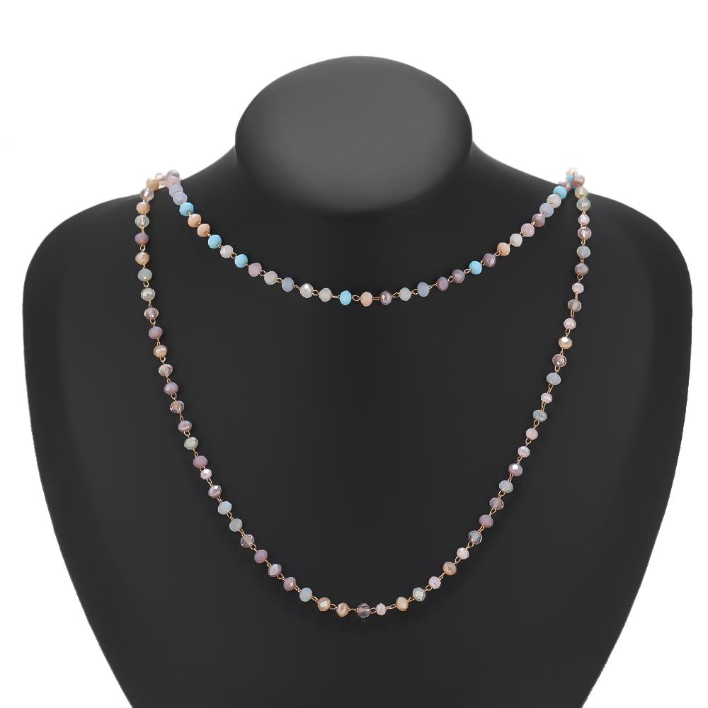 1 Meter Stainless Steel Colorful Glass Beads Chains DIY Jewelry Making Necklace Findings Bracelets Accessories Anklet Supplies