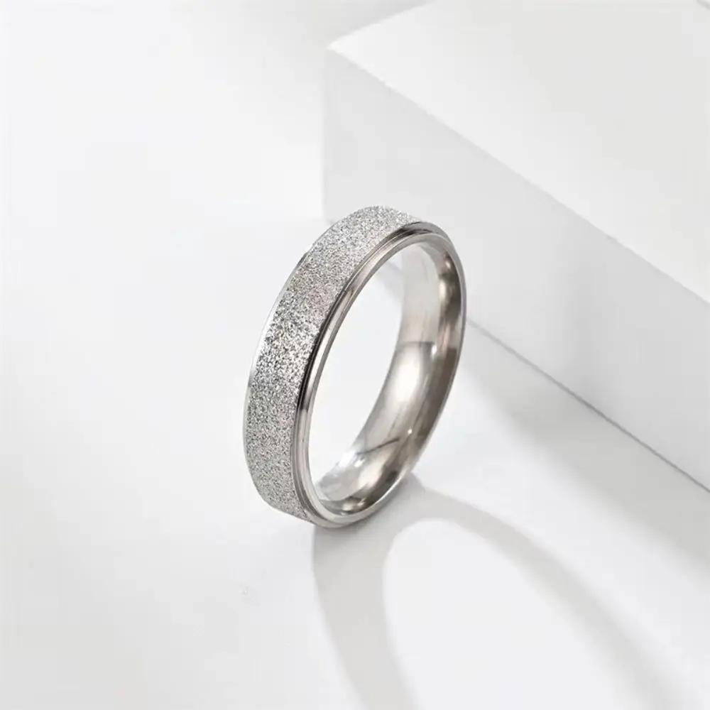 Hot Design 6MM Stainless Steel Frosted Ring Simple Personality Wedding Engagement Ring For Fashion Women Men Jewelry Gift