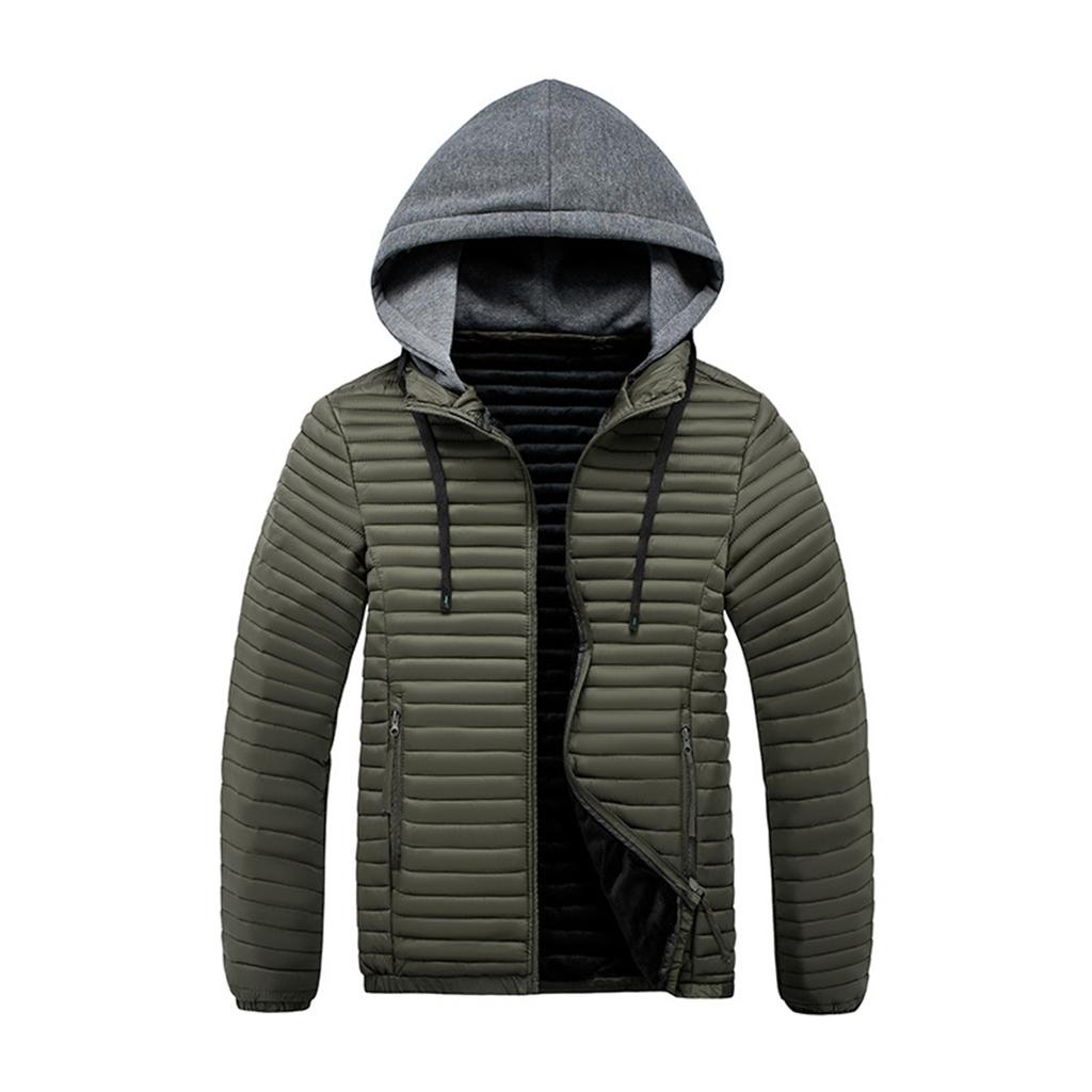 Men's Leisure Thin And Light Pork Rib Garment Hooded Hood Cotton-Padded Jacket Coat