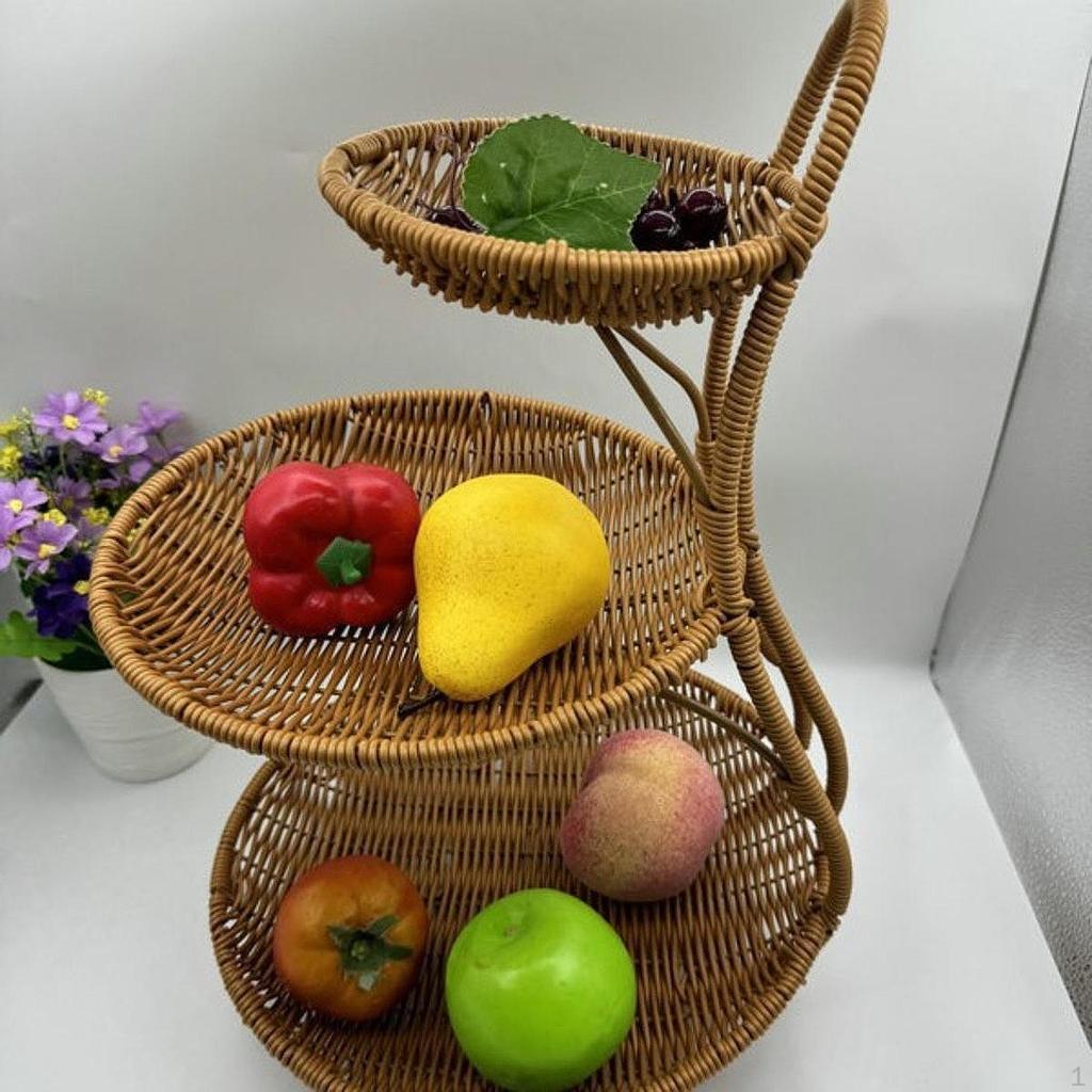 Eleganter und schlichter geflochtener Obstkorb aus Kunst rattan, Mehrzweck-Dekoschale für