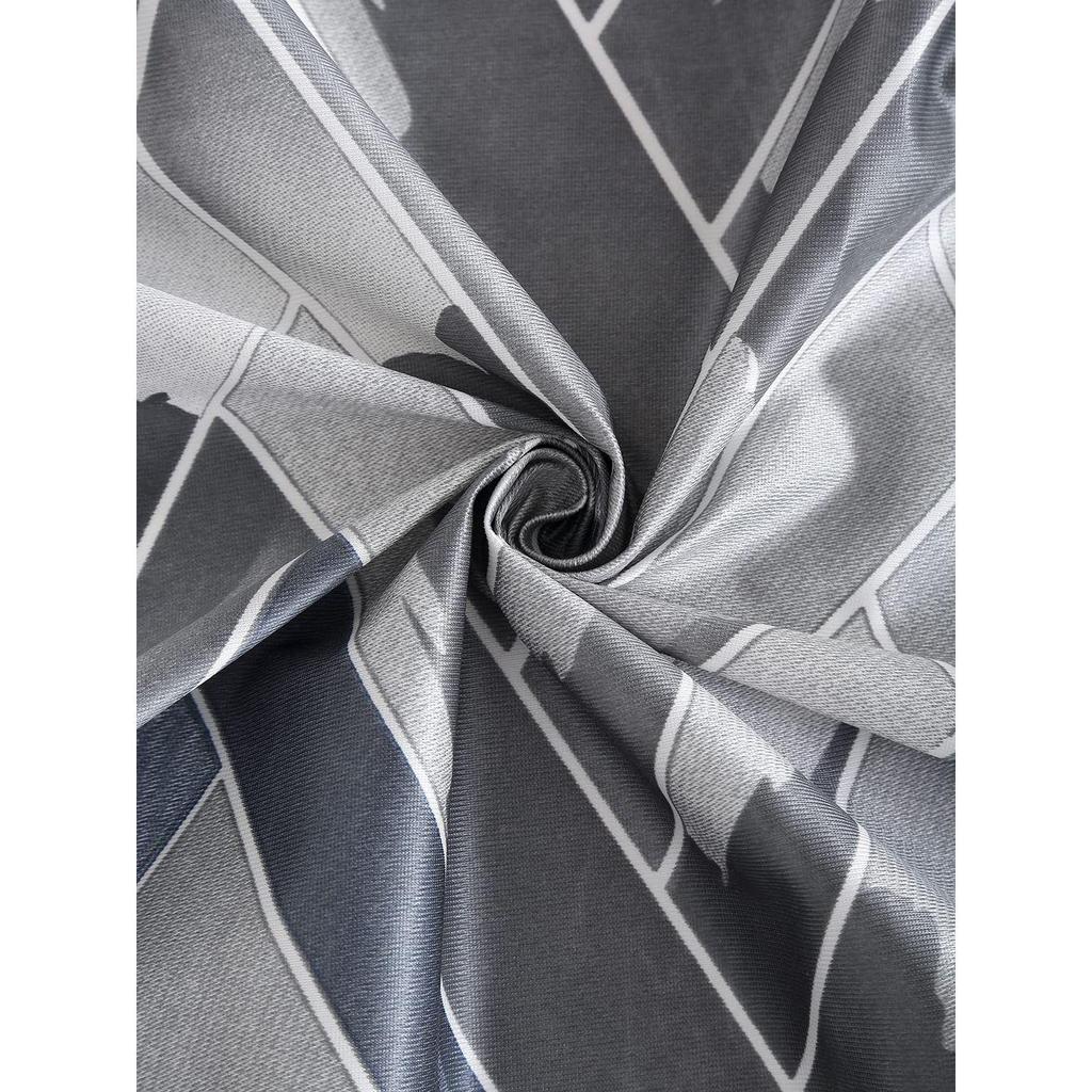 Geometrické panelové očko Polyester okenní závěsy / šedá / 2 kusy