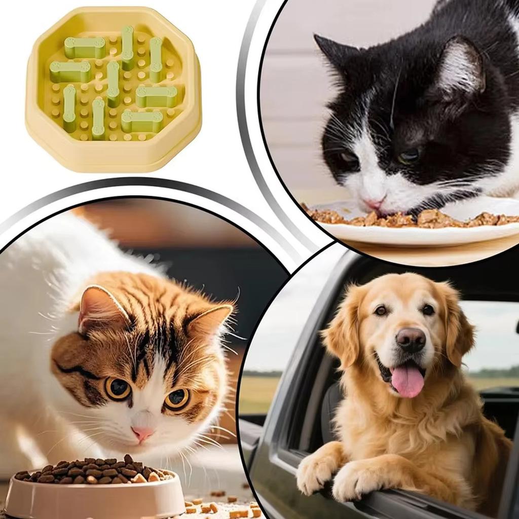 -Erstickungsfreie Haustier-Langsamfutter-Schüssel, Abnehmbare, Kippsichere Futterschale für Hunde und Katzen