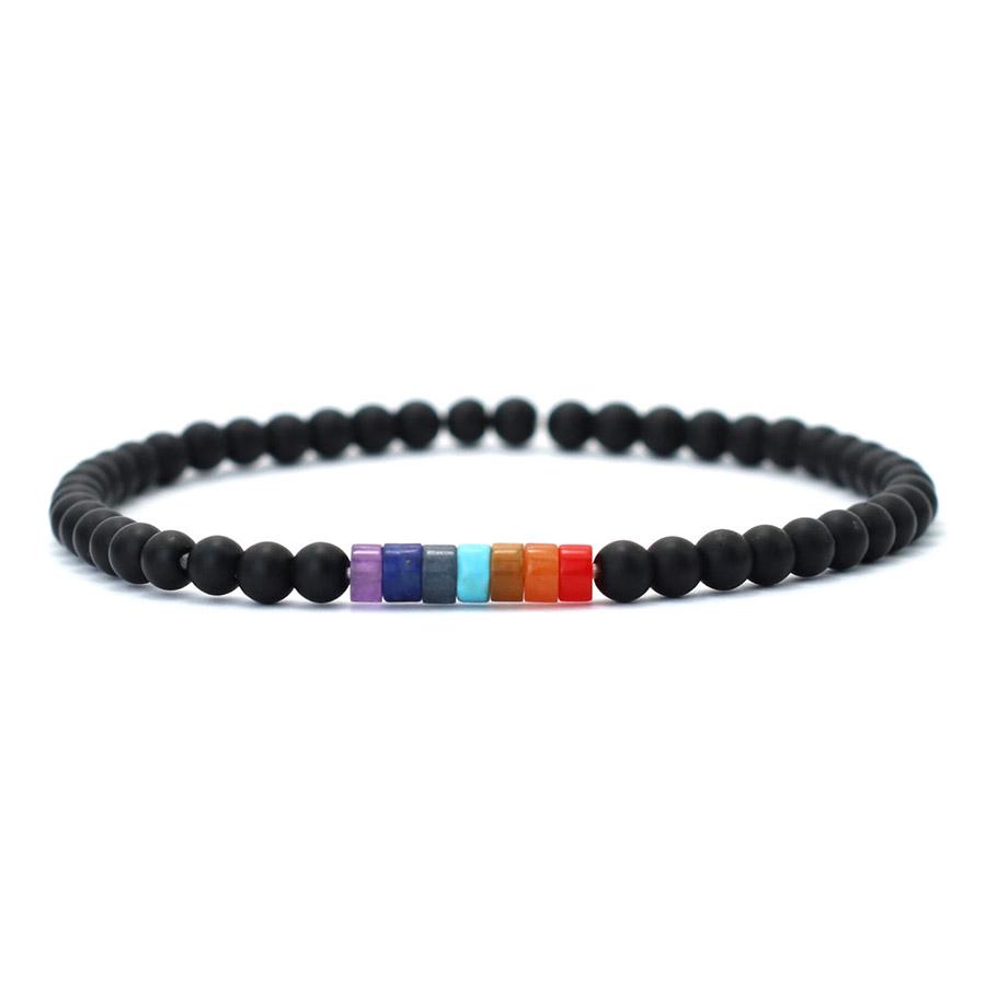 New Men Bracelet 4mm Howlite Onyx Volcanic Obsidian LBGT Braclet Women Natural Stone Bead Braslet Casual Accessory Gift for Him