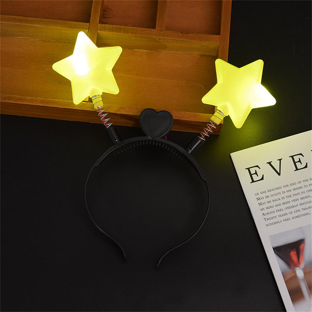 1pc LED Shinning Bouncing Star Shape Headband New Year Birthday Party Hair Band Glowing Headwear Flashing Hair Accessories