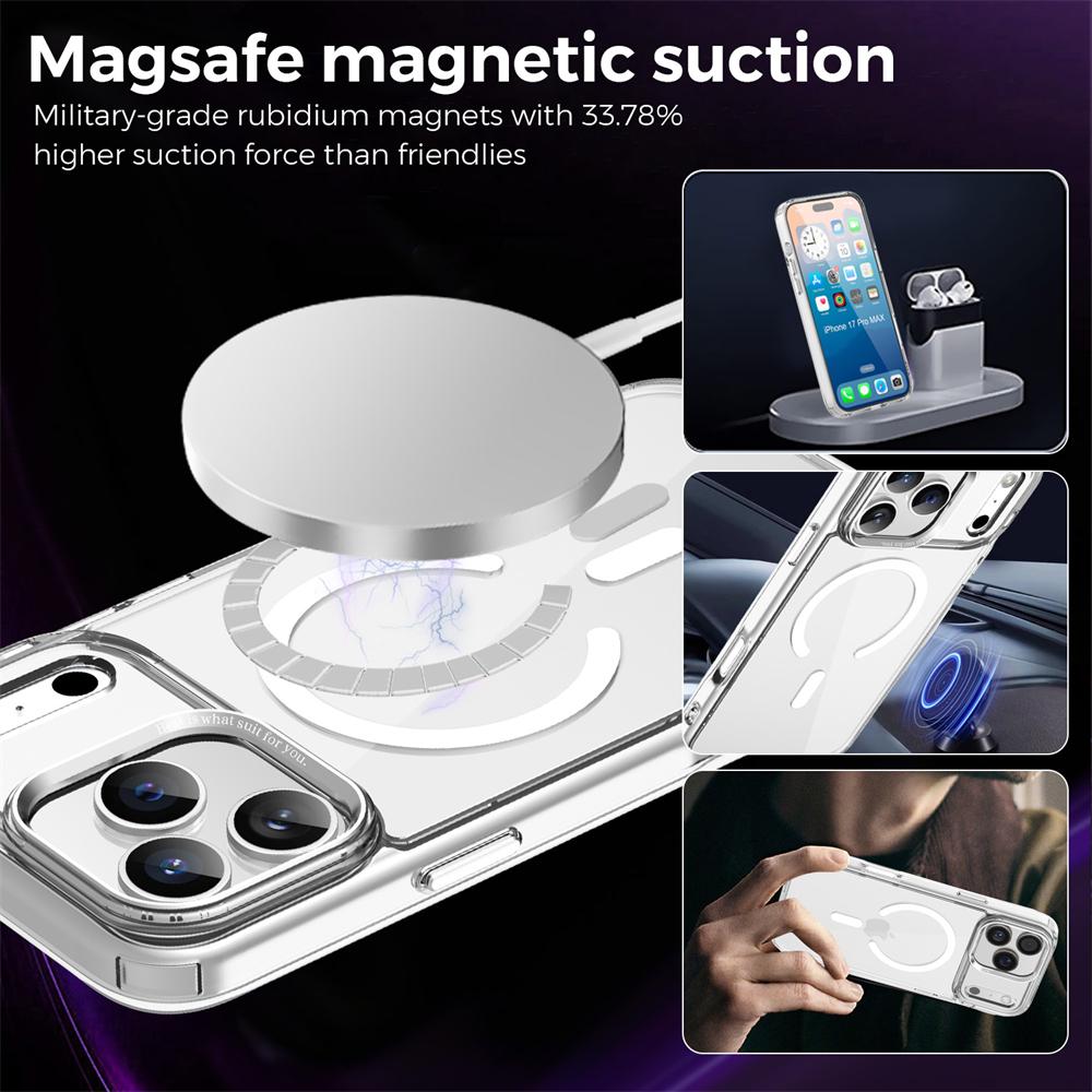 Luxury Anti-Yellow Strong Magnetic Case for iPhone 17 Pro Max Air 16 15 14 13 12 11 Magsafe Shockproof Wireless Charging Cover