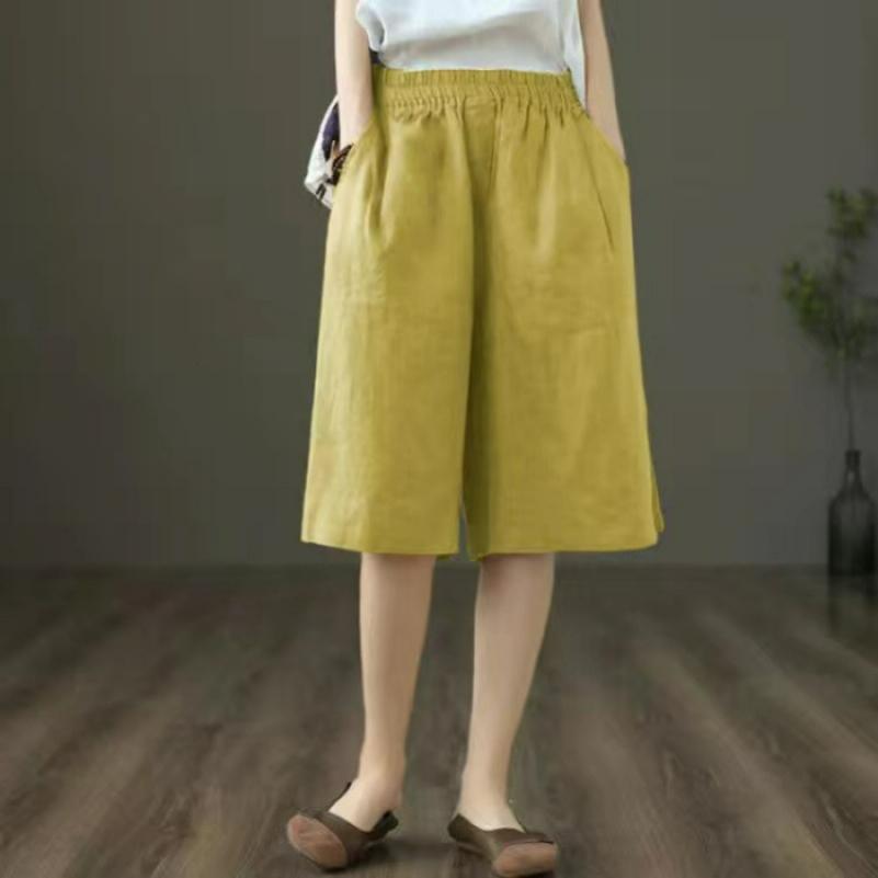 Cotton and Linen Five-point Pants Shorts Women's Summer Thin Loose and Thin Casual Pants Straight Wide-leg Pants