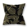 Gold Feather Black Plant Cushion Cover For Home Living Room Sofa Bedroom Decoration Square Pillow Case