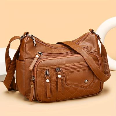 Borsa a mano in pelle PU, borsa a tracolla per donna, borsa casual, grande, a tracolla, per tutti i giorni