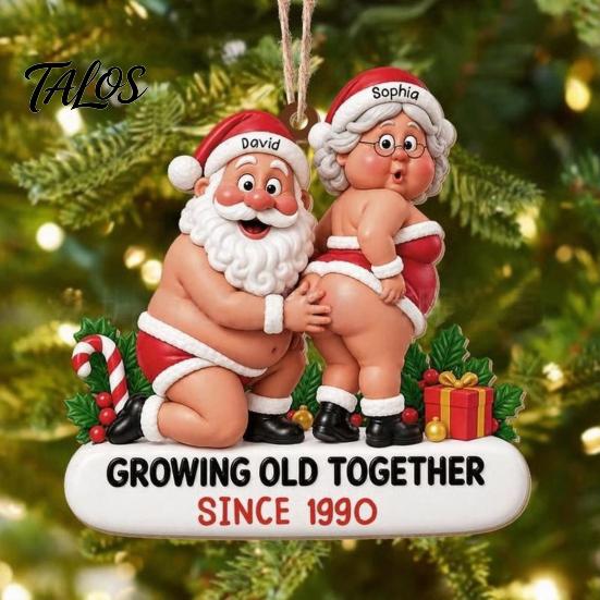 Holiday Gift Tags for Christmas Wooden Tree Hanging Ornaments, Funny Santa Claus Pendant with Reusable Craft Ornaments Rope Home Decor and Party