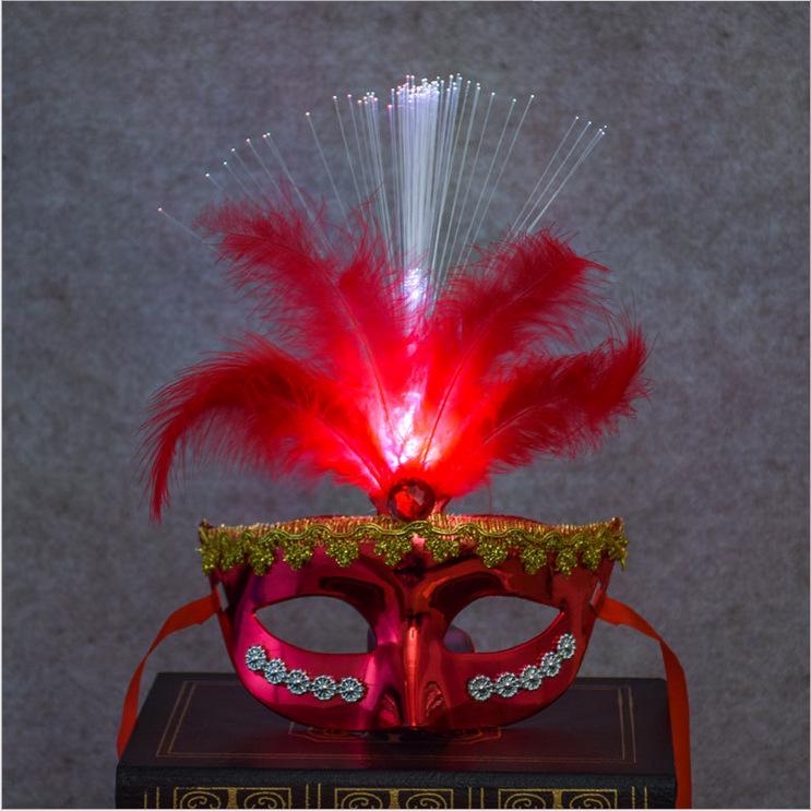 Halloween Glowing Lace Feather Masquerade Mask for Women
