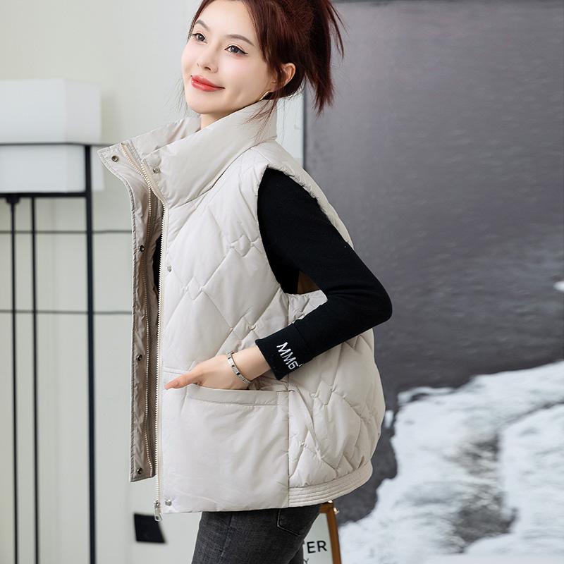 Fashionable and Warm Women's Winter Down Jacket with Stand Collar and Loose Vest