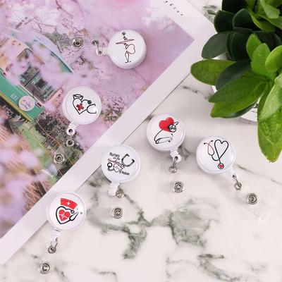 Pattern Creative for Nurse Doctor Student Badge Reel Clip ID Card Badge Holder Anti-Lost Clip