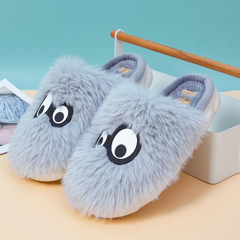 

Модные женские осенне-зимние хлопковые тапочки, домашние комнатные утолщенные нескользящие тапочки на толстой подошве, удобные и теплые 40-41 серый