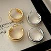 Smooth Round Chunky Hoop Earrings for Women Girls Gold Color Wide Thick Geometric Metal Statement Earrings Vintage Jewelry Gift
