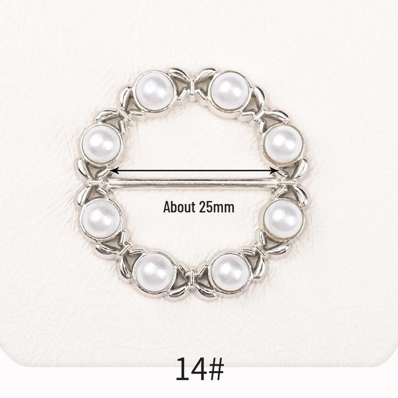 Premium Metal Buckle Summer Korean T-Shirt with Pearl Round Top Knot