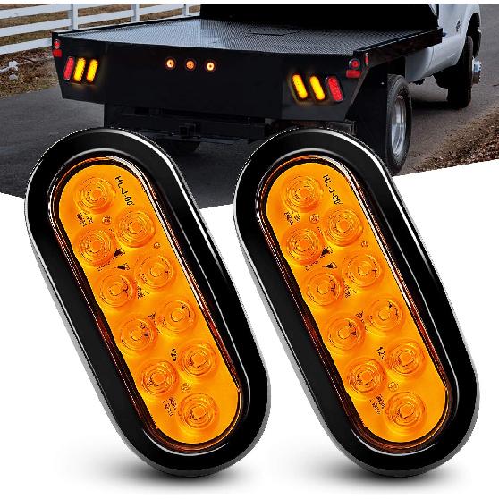

Nilight Strobe Light 2PCS 6Inch Oval 24 LED Amber White Recessed Rubber Grommet Marker Clearance Road Flare Emergency Warning Lights IP67 Waterproof 2Pcs Amber 10Led Lights