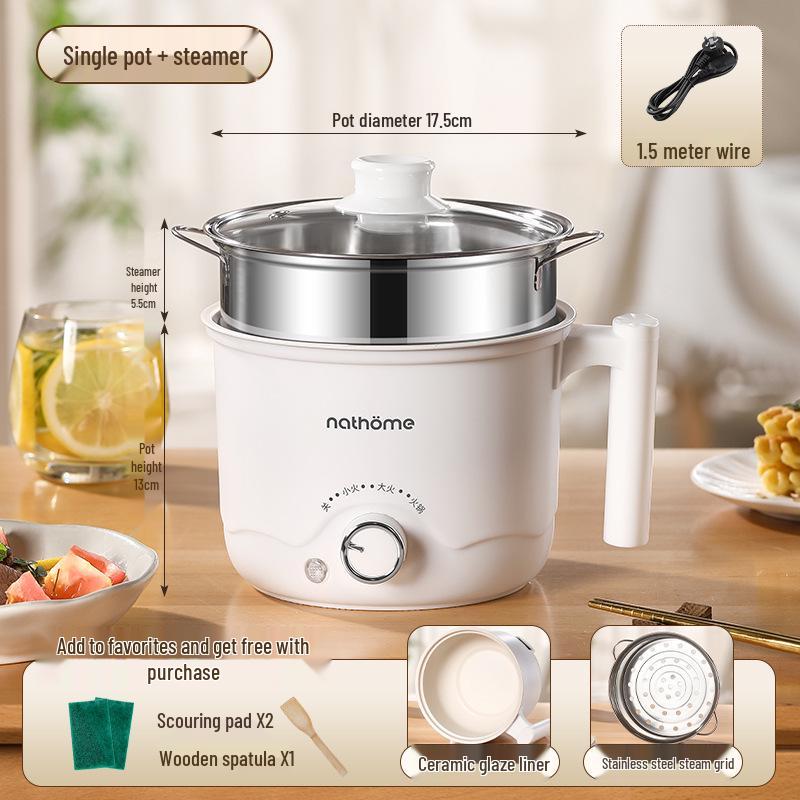 Multifunctional Mini Electric Cooker: All-in-One Pot for Steaming, Frying, Braising, and Cooking - Perfect for Dormitory Use.